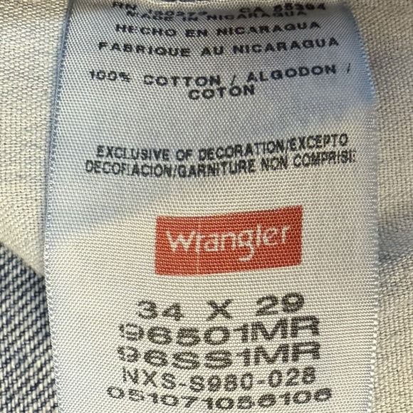 Wrangler Mens Jeans 34x29 Blue Straight Leg Denim Pants - Picture 8 of 8